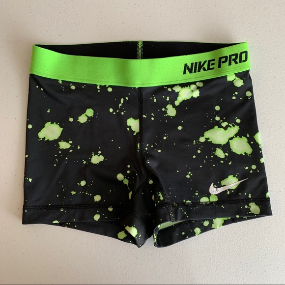 Nike Pants - Nike Pro | Green Splatter Spandex Shorts